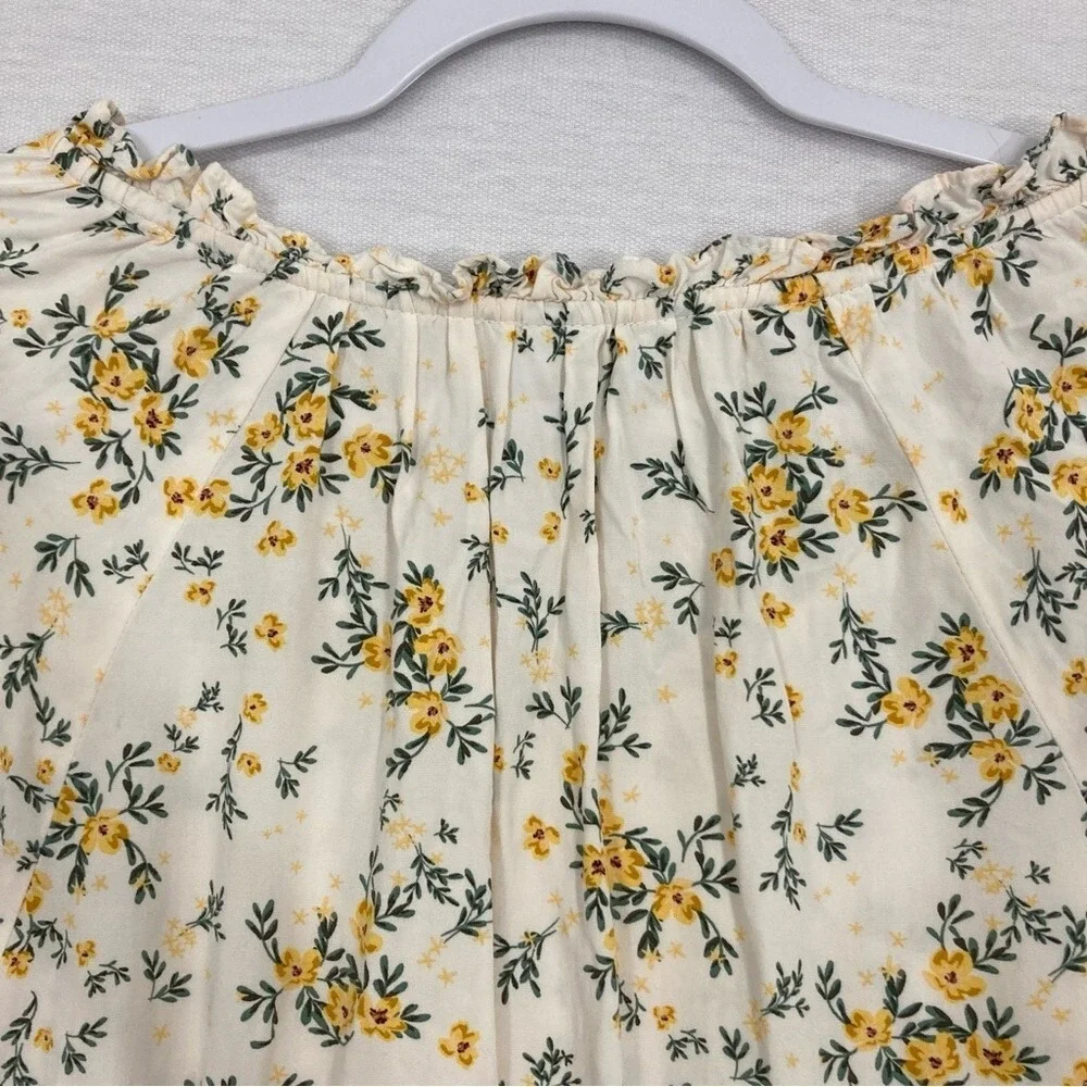 Old Navy Ditsy Floral V Neck‎ Ultra Soft Rayon Puff Sleeve Pullover Top Large